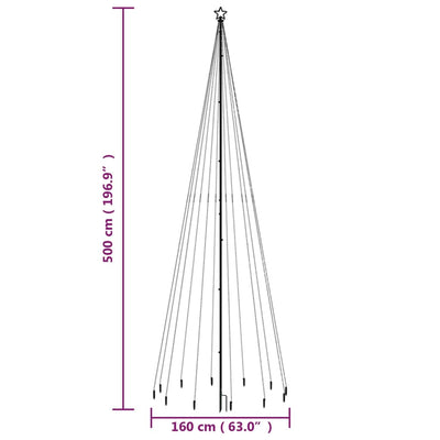 Christmas Tree with Spike Cold White 732 LEDs 500 cm