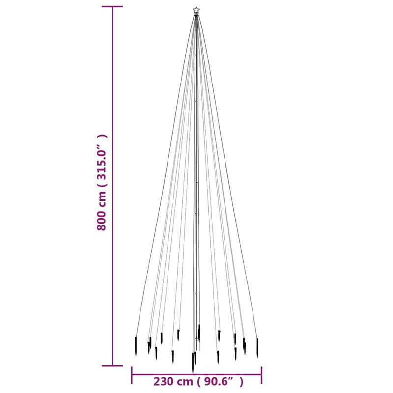 Christmas Tree with Spike Cold White 1134 LEDs 800 cm