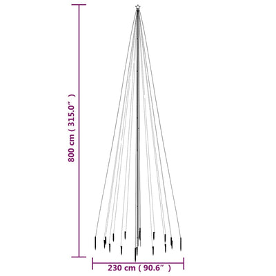 Christmas Tree with Spike Blue 1134 LEDs 800 cm