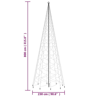 Christmas Tree with Spike Cold White 3000 LEDs 800 cm