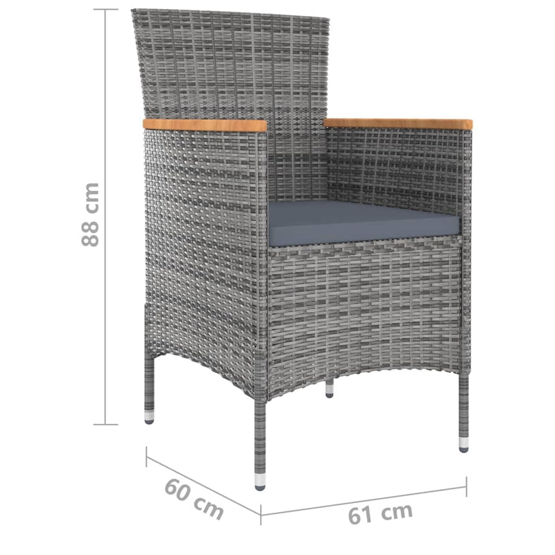 9 Piece Garden Dining Set with Cushions Grey