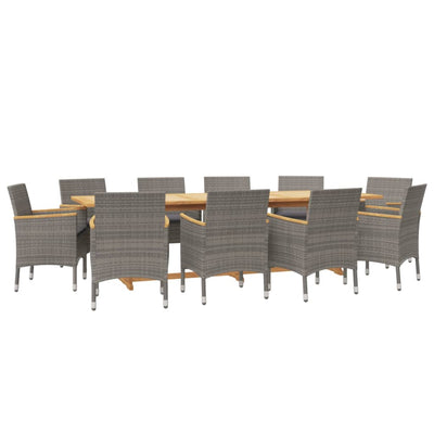 11 Piece Garden Dining Set with Cushions Grey