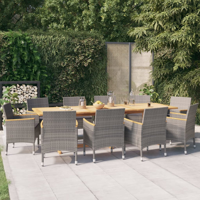 11 Piece Garden Dining Set with Cushions Grey