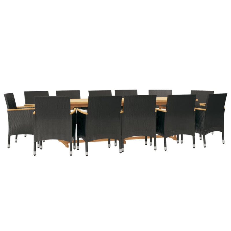 13 Piece Garden Dining Set with Cushions Black