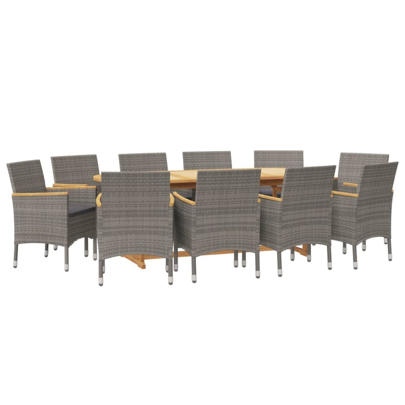 11 Piece Garden Dining Set with Cushions Grey