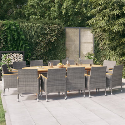 13 Piece Garden Dining Set with Cushions Grey