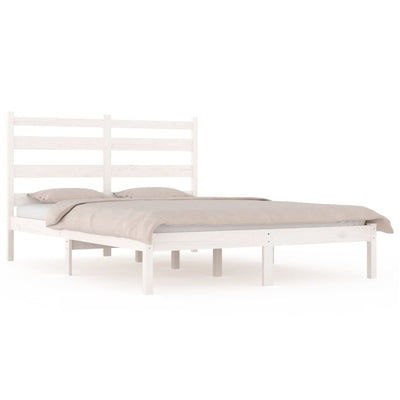 Bed Frame without Mattress White Solid Wood 183x203 cm King