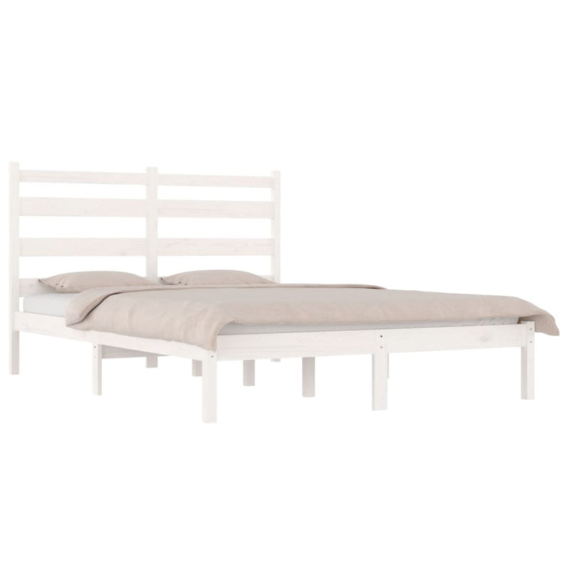 Bed Frame White Solid Wood Pine 183x203 cm King Size