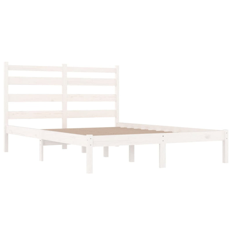 Bed Frame without Mattress White Solid Wood 183x203 cm King