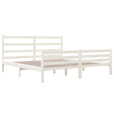 Bed Frame White Solid Wood Pine 183x203 cm King Size