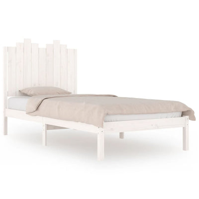 Bed Frame without Mattress White Solid Wood 90x190 cm