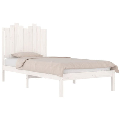 Bed Frame without Mattress White Solid Wood 90x190 cm