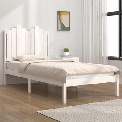 Bed Frame without Mattress White Solid Wood 90x190 cm