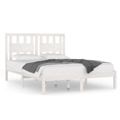 Bed Frame without Mattress White Solid Wood Pine 150x200 cm