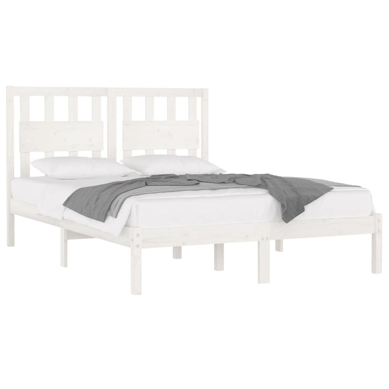 Bed Frame without Mattress White Solid Wood Pine 150x200 cm