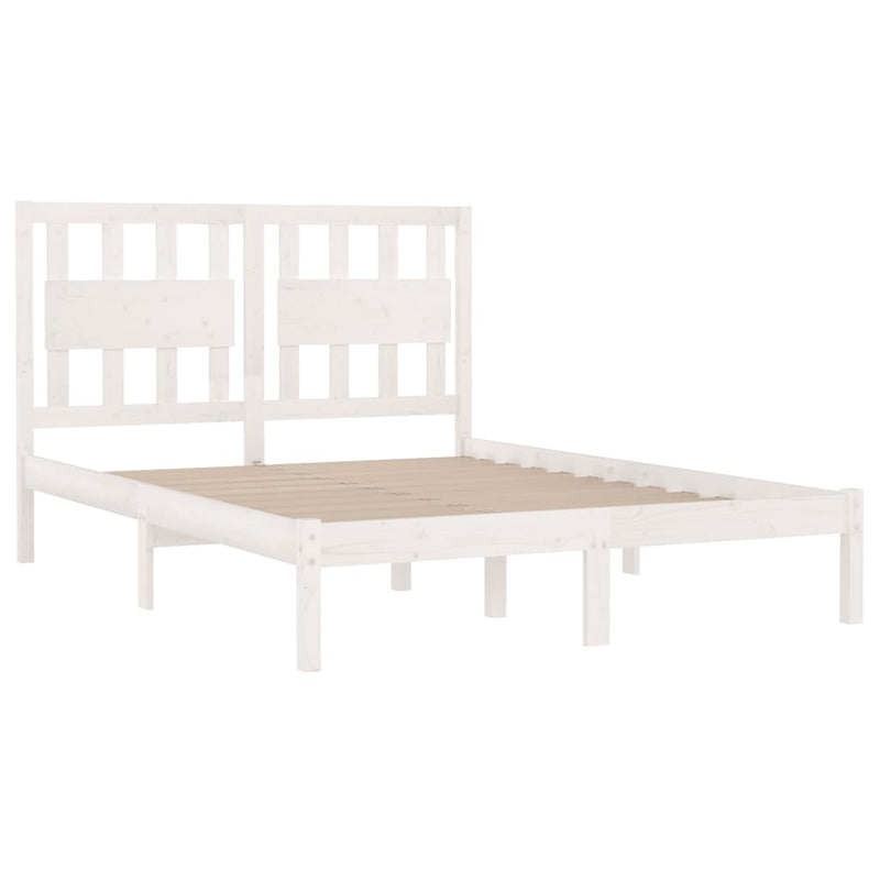 Bed Frame without Mattress White Solid Wood Pine 150x200 cm