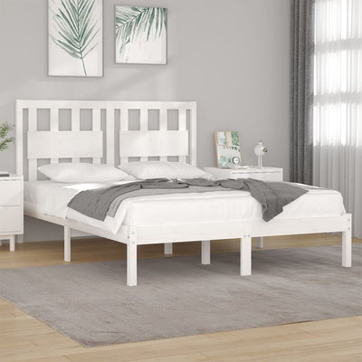 Bed Frame without Mattress White Solid Wood Pine 150x200 cm