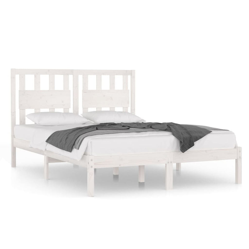 Bed Frame without Mattress White Solid Wood 183x203 cm King