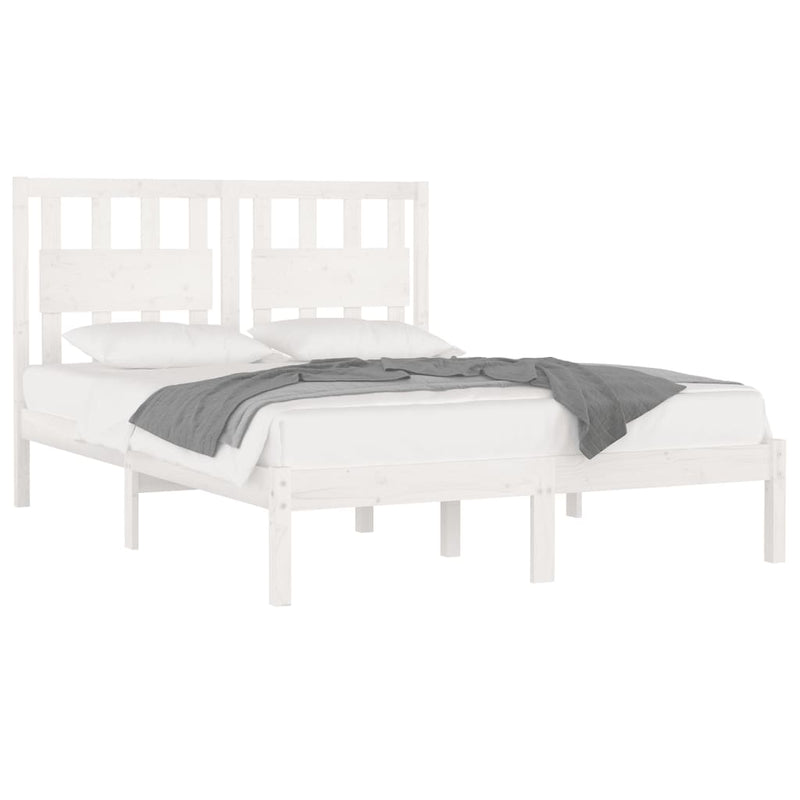 Bed Frame without Mattress White Solid Wood 183x203 cm King