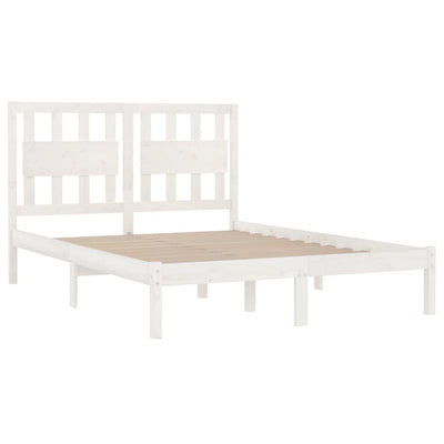 Bed Frame without Mattress White Solid Wood 183x203 cm King