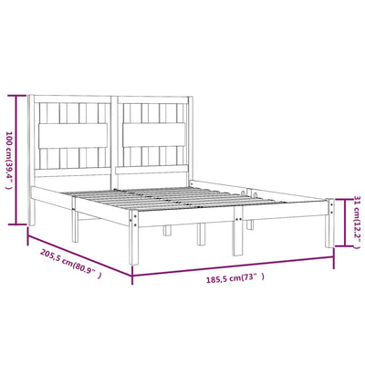 Bed Frame without Mattress White Solid Wood 183x203 cm King