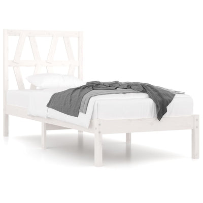 Bed Frame without Mattress White Solid Wood 90x190 cm