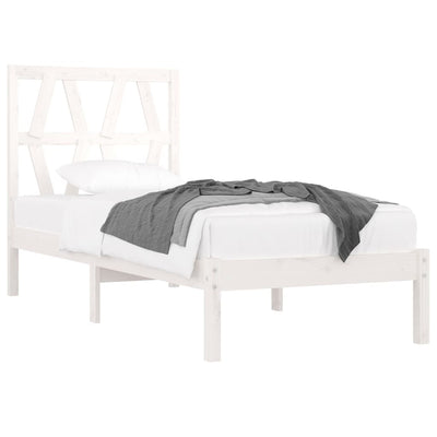 Bed Frame without Mattress White Solid Wood 90x190 cm