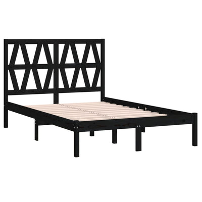 Bed Frame Black Solid Wood Pine 153x203 cm Queen Size