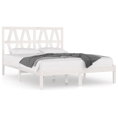 Bed Frame without Mattress White Solid Wood 183x203 cm King