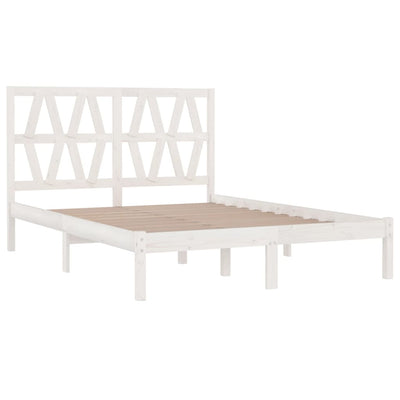 Bed Frame without Mattress White Solid Wood 183x203 cm King