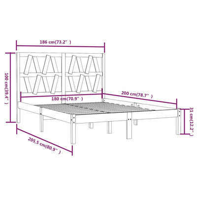 Bed Frame without Mattress White Solid Wood 183x203 cm King