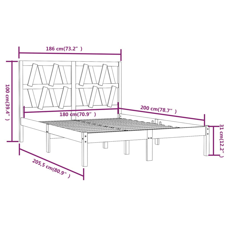 Bed Frame without Mattress White Solid Wood 183x203 cm King