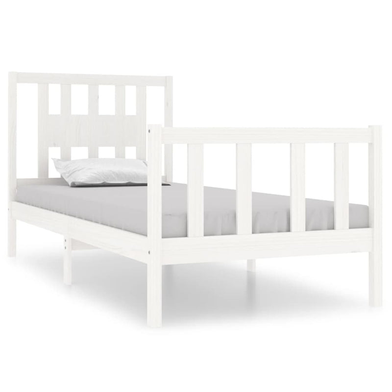 Bed Frame without Mattress White Solid Wood 90x190 cm