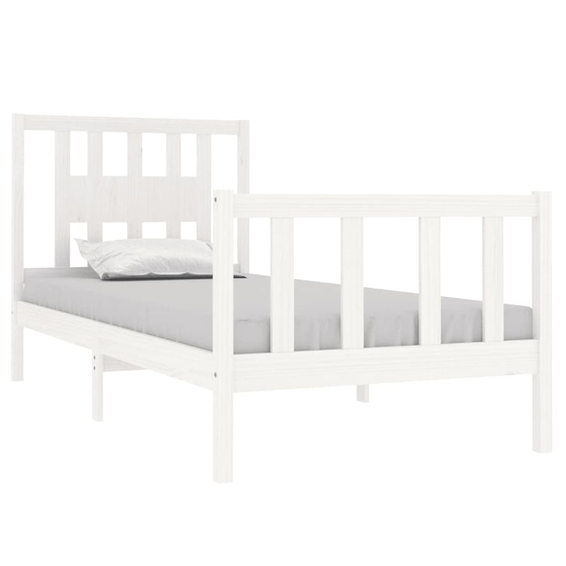 Bed Frame without Mattress White Solid Wood 90x190 cm