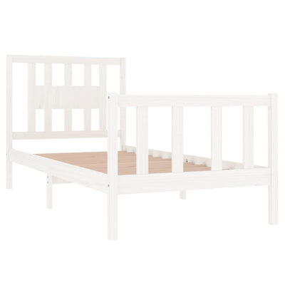 Bed Frame without Mattress White Solid Wood 90x190 cm