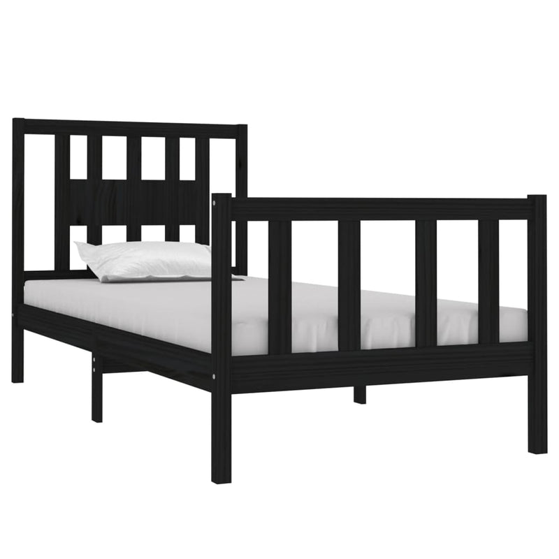 Bed Frame without Mattress Black 90x190 cm Solid Wood