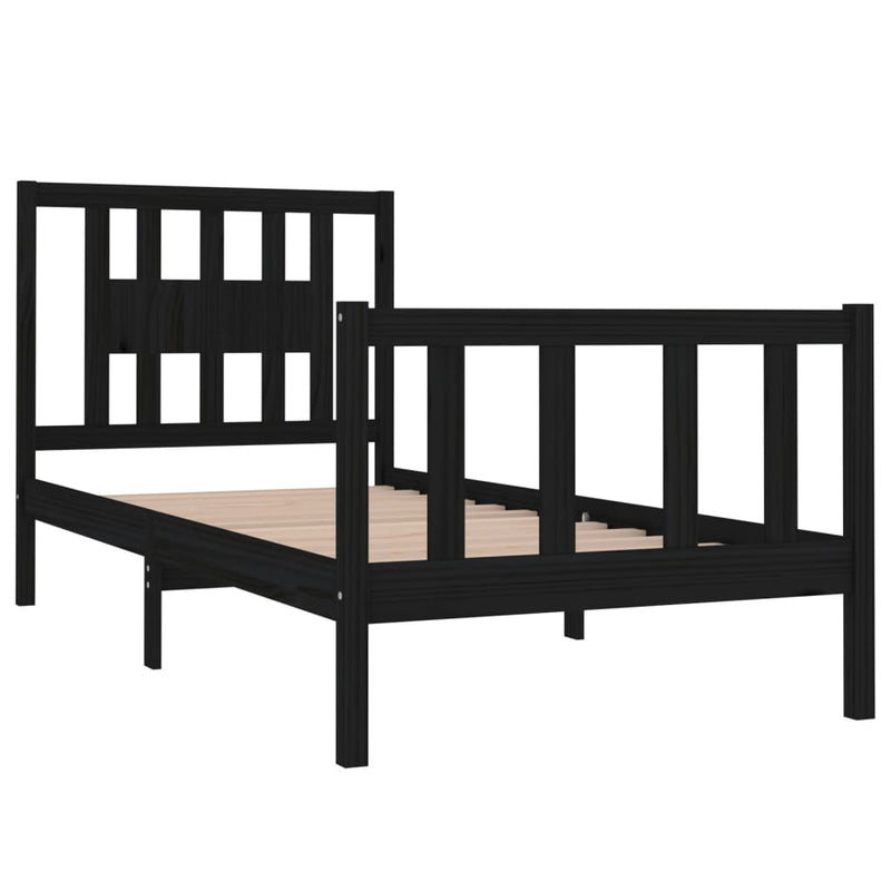 Bed Frame without Mattress Black 90x190 cm Solid Wood