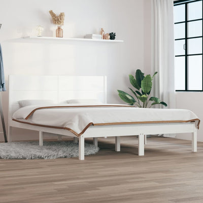 Bed Frame White Solid Wood 137x187 cm Double Size
