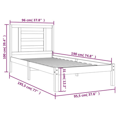 Bed Frame without Mattress White 90x190 cm Solid Wood Pine