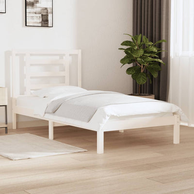 Bed Frame without Mattress White 90x190 cm Solid Wood Pine