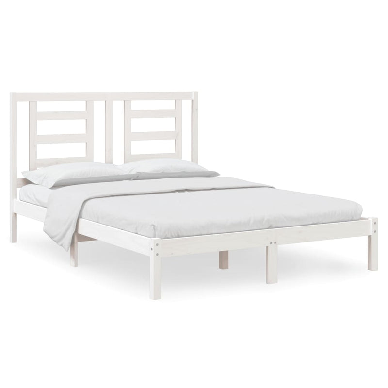 Bed Frame without Mattress White 135x190 cm Solid Wood Pine