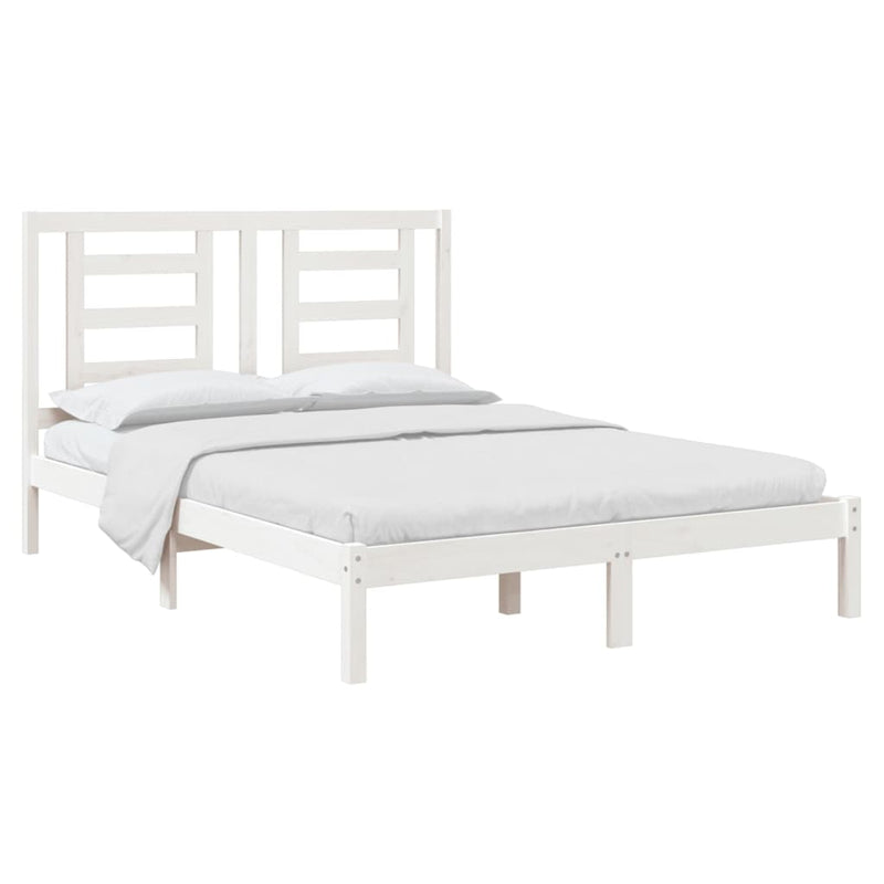 Bed Frame without Mattress White 135x190 cm Solid Wood Pine