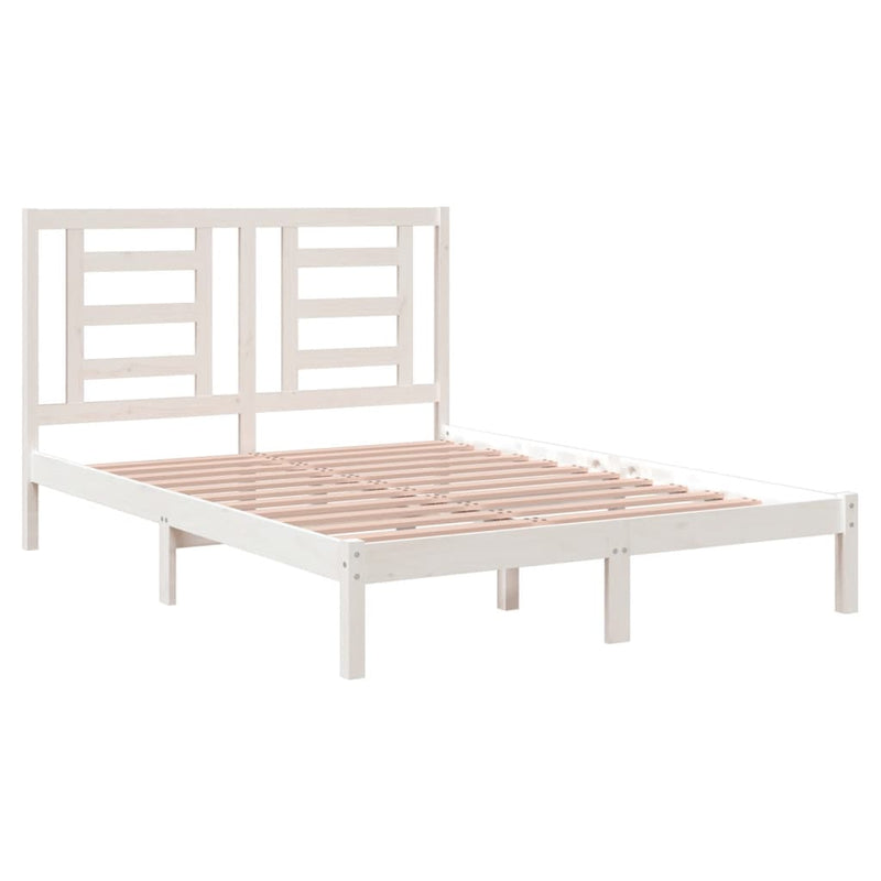 Bed Frame without Mattress White 135x190 cm Solid Wood Pine