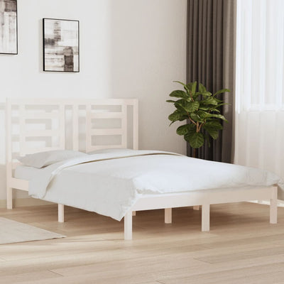 Bed Frame without Mattress White 135x190 cm Solid Wood Pine