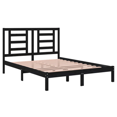 Bed Frame without Mattress Black 135x190 cm Solid Wood Pine