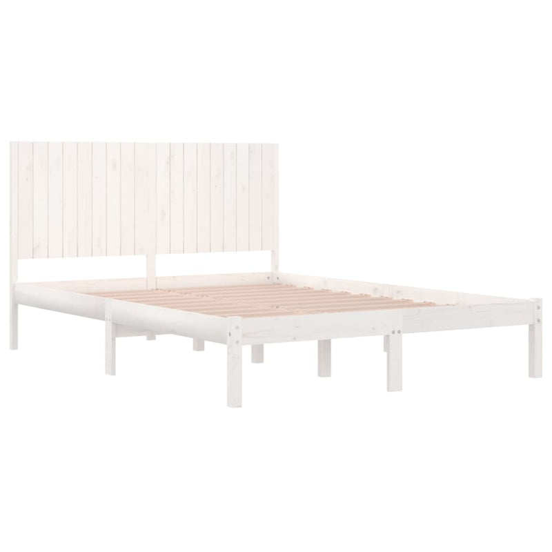 Bed Frame without Mattress White 183x203 cm King Solid Wood