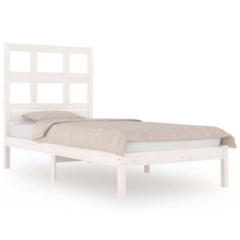 Bed Frame without Mattress White 90x190 cm Solid Wood Pine