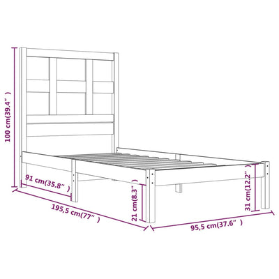 Bed Frame without Mattress White 90x190 cm Solid Wood Pine