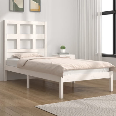 Bed Frame without Mattress White 90x190 cm Solid Wood Pine