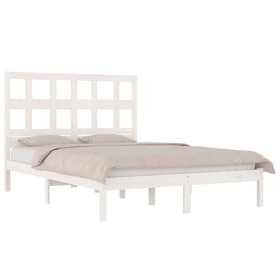 Bed Frame without Mattress White 150x200 cm Solid Wood Pine